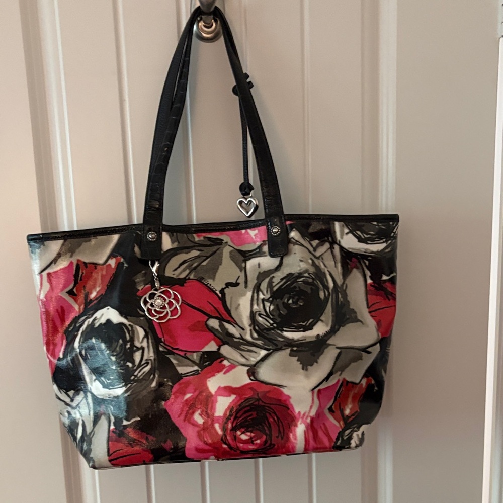 Brighton Black and Pink Floral Tote